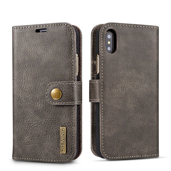 Cowhide Two-fold Split Adsorption Mobile Phone Leather Case