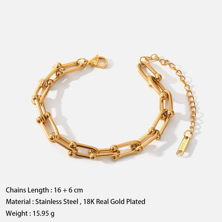Metal Chain Personality Single Layer 18K Furnace Real Gold Plating Stainless Steel Bracelet