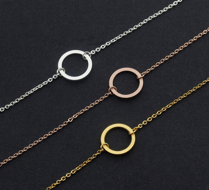 Pulsera de anillo de vida redonda simple pulsera minimalista de acero inoxidable