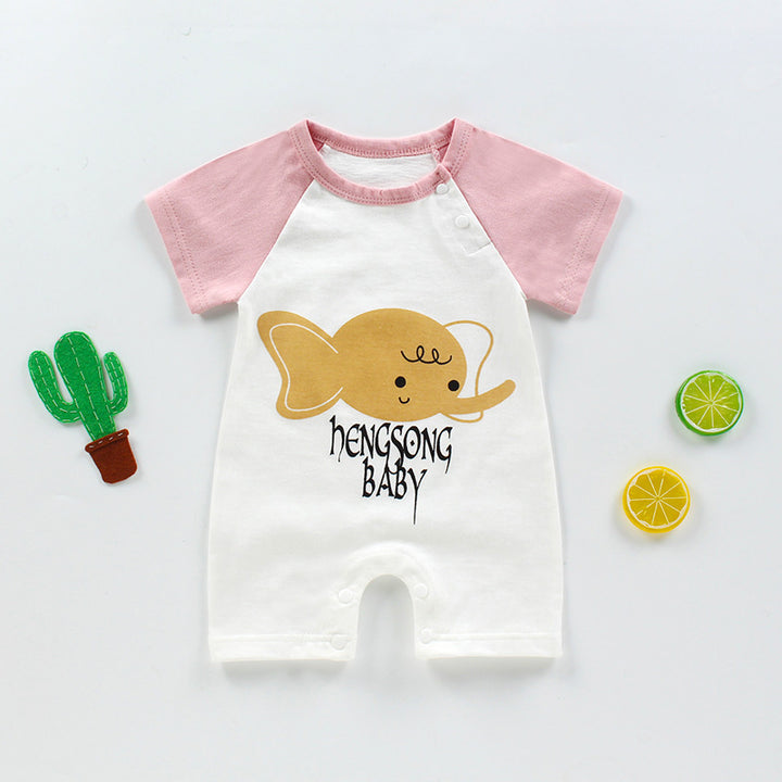 Neue Sommerbabys einteilige Kleidung Harbin Kleidung Neugeborenes Baby Baumwolle Kurzarm dünne Schrittkriechkleidung Großhandel