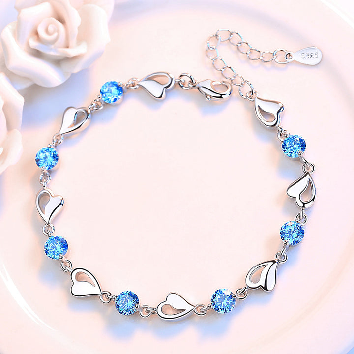 Women's Fashion Hollowed-out Heart-shaped Silver-plated Bracelet