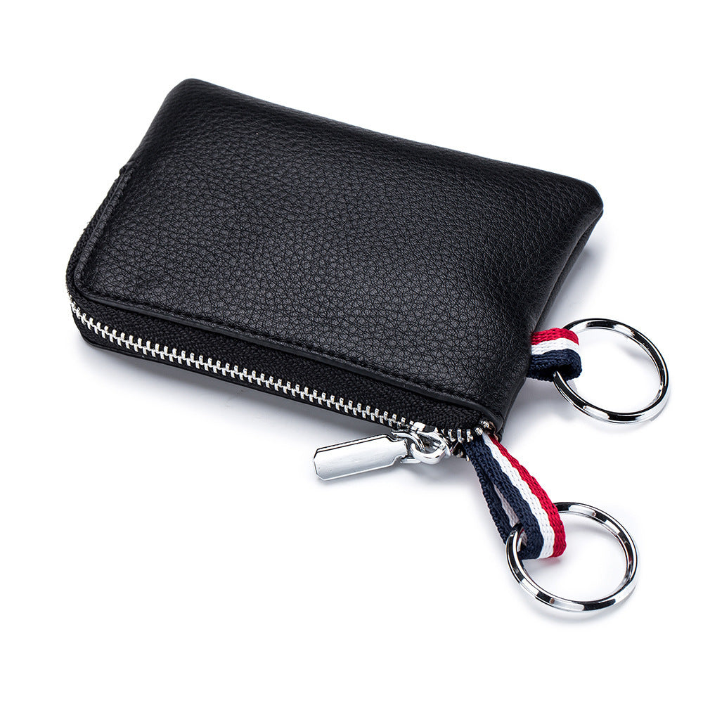 Herrmynt Purse European och American Leather Mini Wallet Soft Leather Zip Coin Driving License Key Case Card Holder Ultra-Thin