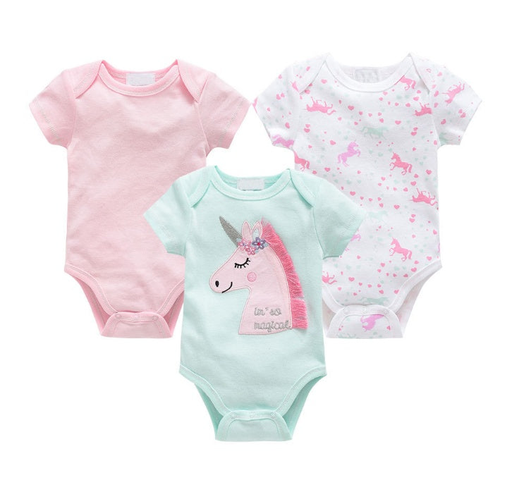Baby onesies driedelig pak nieuwe katoenen korte mouwen trui babykleding kleren