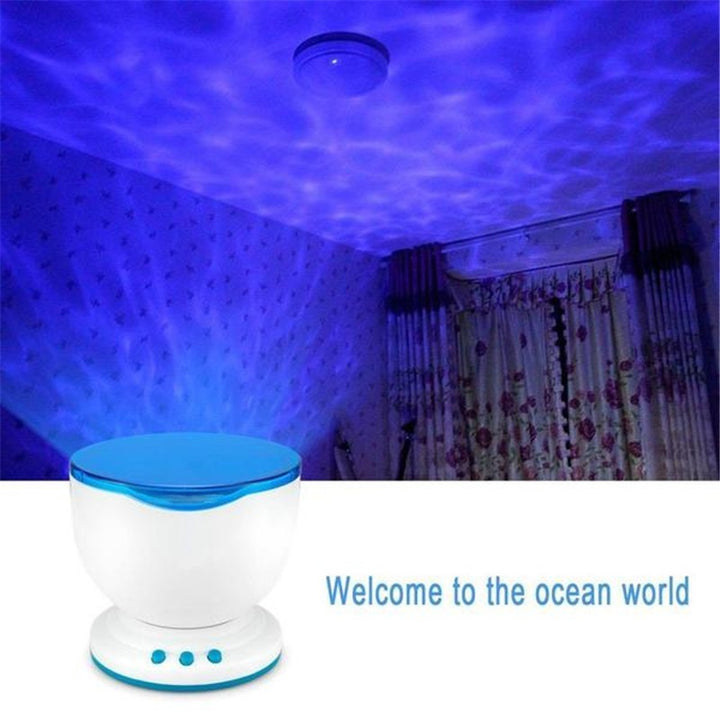 Proiector de valuri de ocean LED LUMINĂ LUMINĂ LUMINĂ TEMIN TEMELE TF Player Music Speaker Aurora Proiection