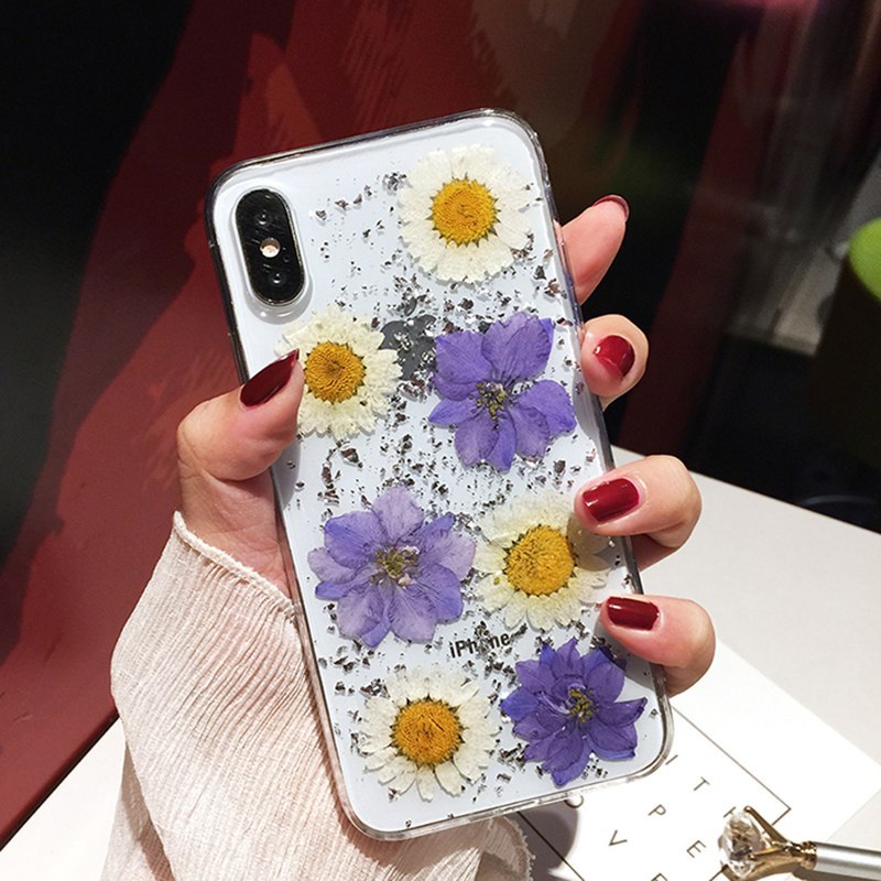 Compatible With Compatible With  , Qianliyao Dried Real Flower Cases For I  XR Case Handmade Clear Soft Back Cover For