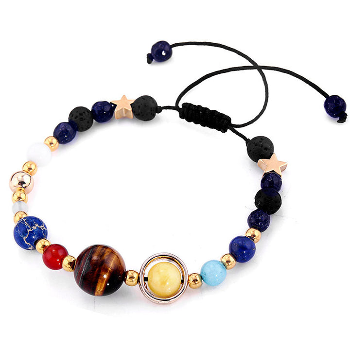 Fashion Universe Galaxy the Eight Planets Solar System Guardian Star Natural Stone Beads Bracelet Bangle