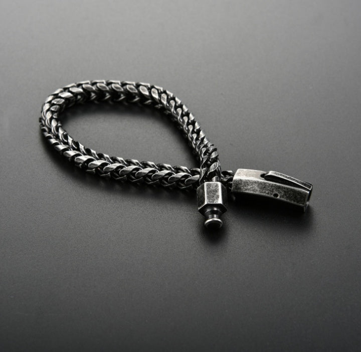 Bracelet à chaîne de broyage à quatre côtés en acier inoxydable 316L