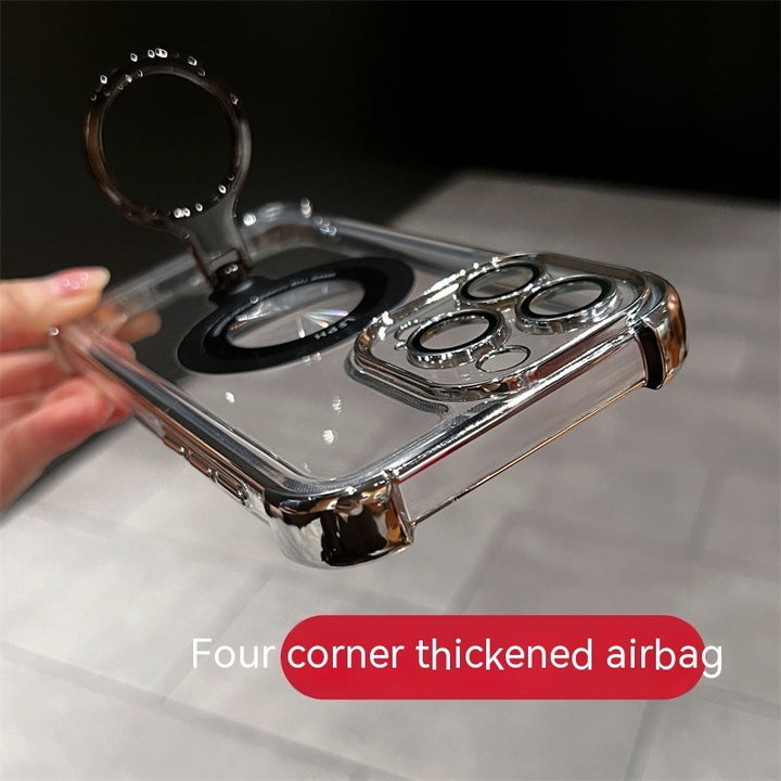 Electroplated Drop-resistant Ring Magnetic Bracket Mobile Phone Protective Case