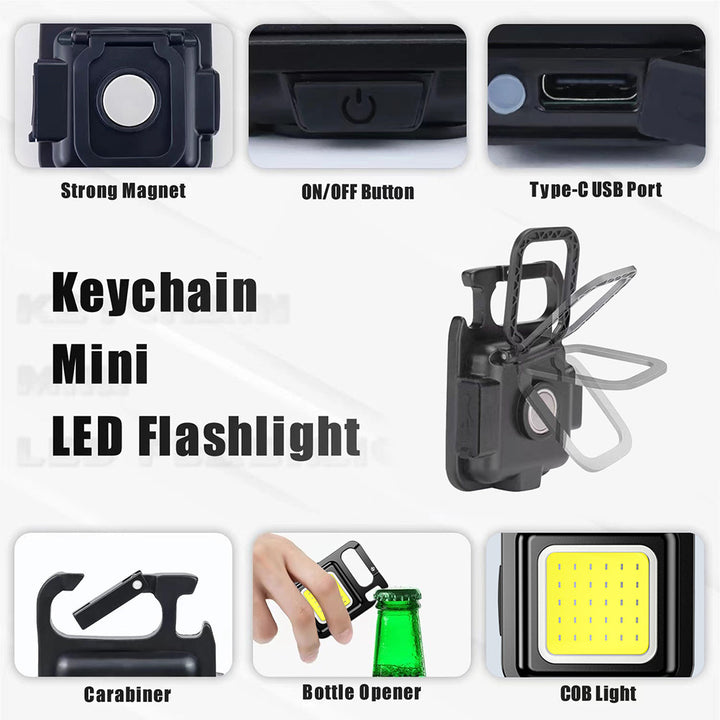 Mini portabil lanternă portabilă reîncărcabilă strălucire cu brelocul cu cheie LED LED LUMĂ LUMINĂ USB Lămpi de urgență Lămpi de camping în aer liber