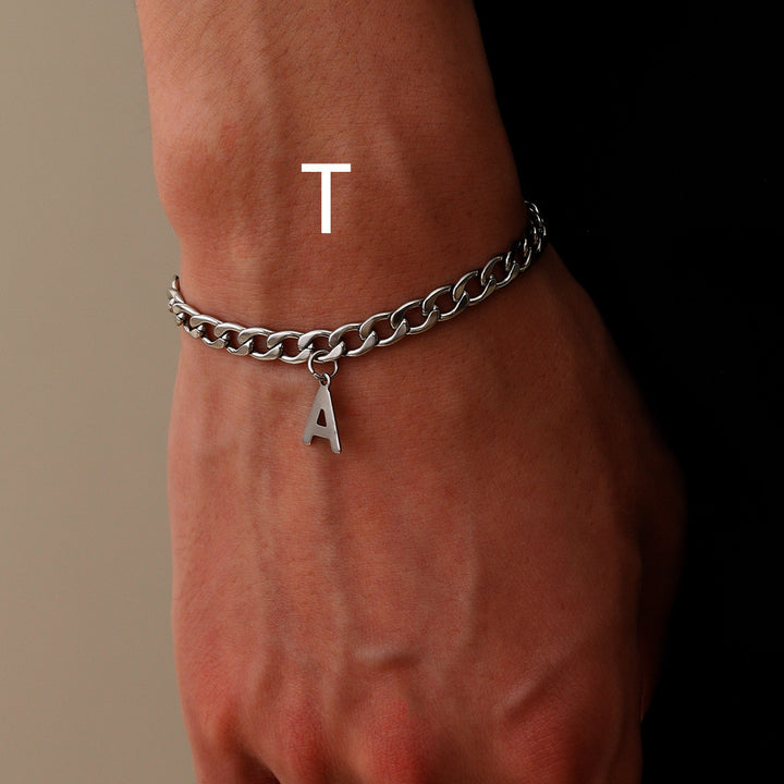 Eenvoudige letter titanium staal armband herenmode