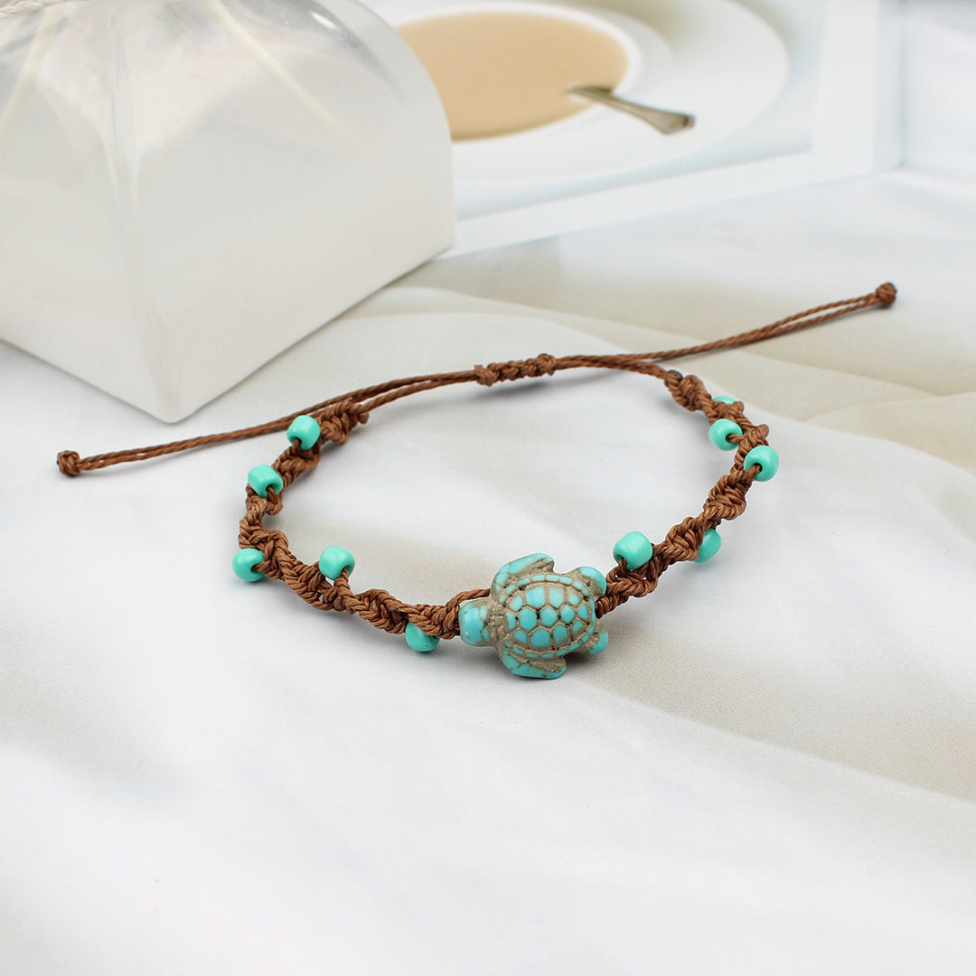 Pulsera ajustable de tortuga turquesa estilo playa