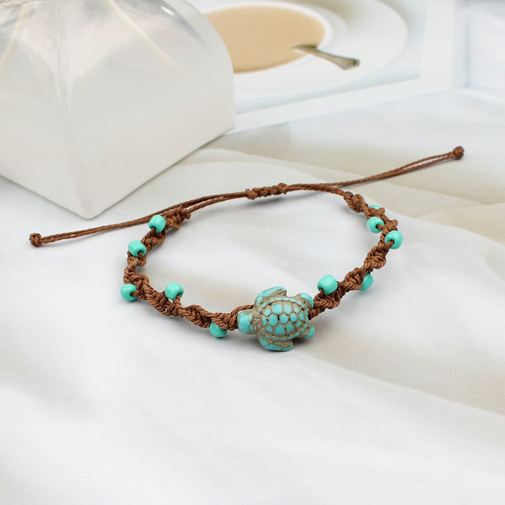 Beach Vacation Style Turquoise Turtle Adjustable Bracelet