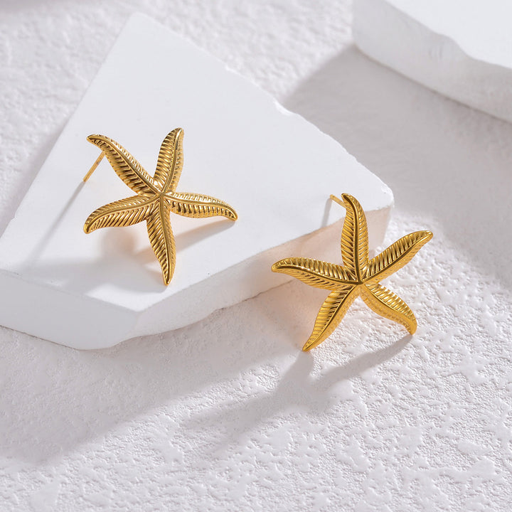 Damas Nuevo Pendientes de Starfish Gold de 18k