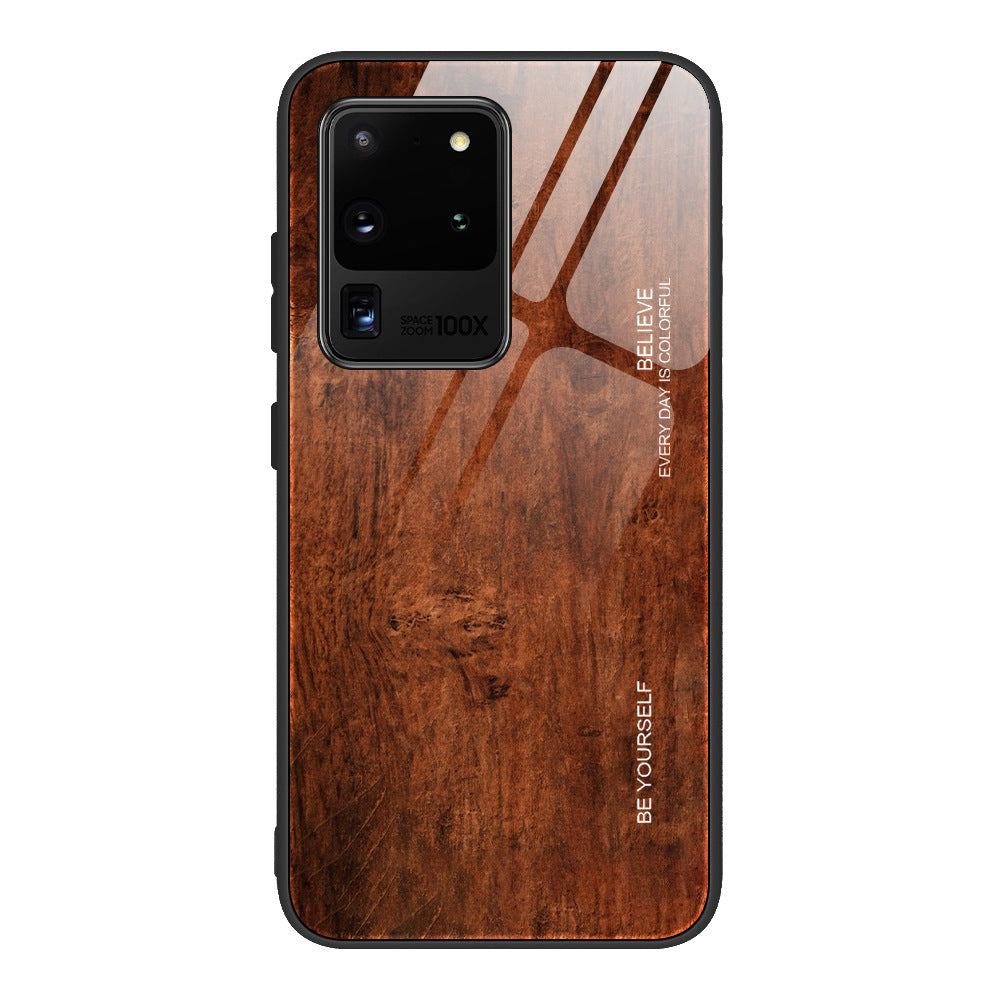 Étui de téléphone en verre trempé en bois