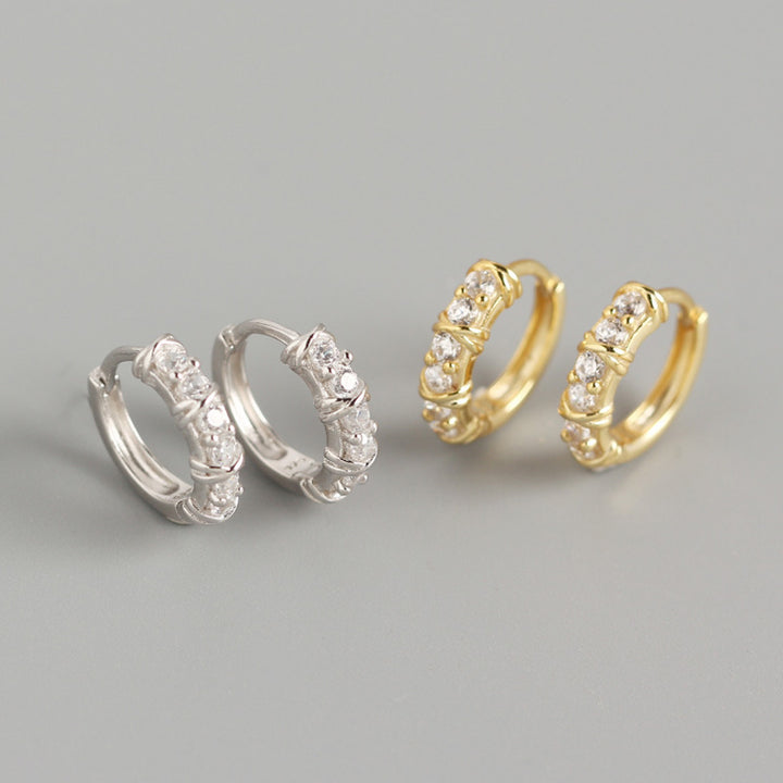 Sterling Silver Geometric Diamond Ear Ring Women
