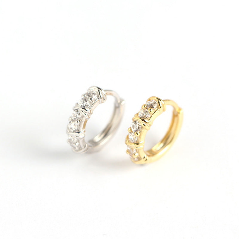 Стерлинг сребърен геометричен диамантен пръстен за уши жени