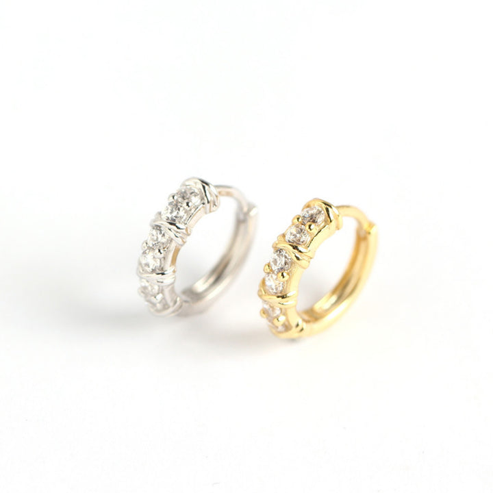Sterling Silver Geometric Diamond Ear Ring Women