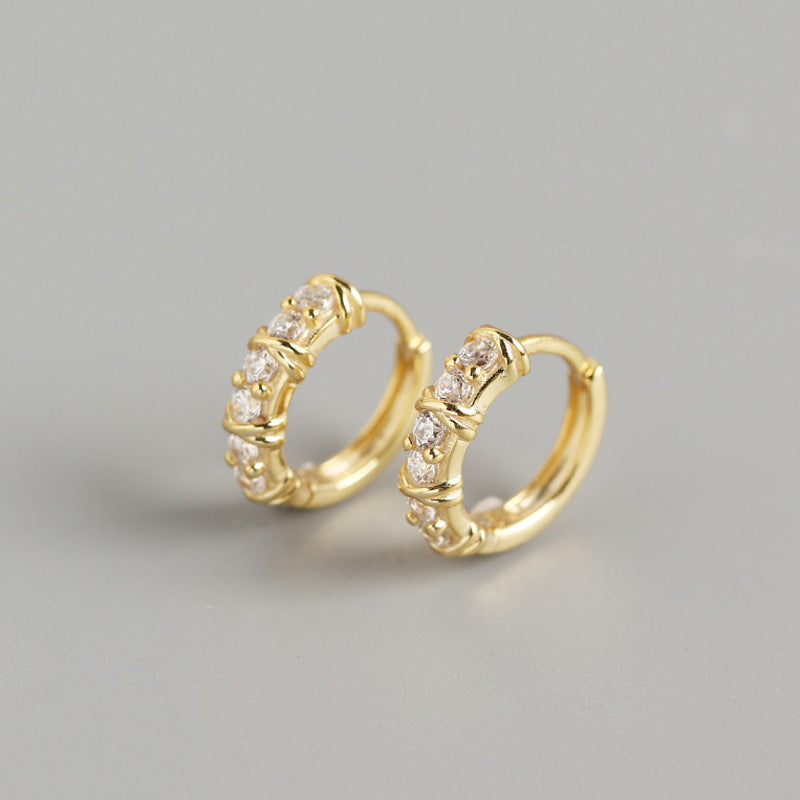 Mulheres de anel de orelha de diamante geométrico de prata esterlina