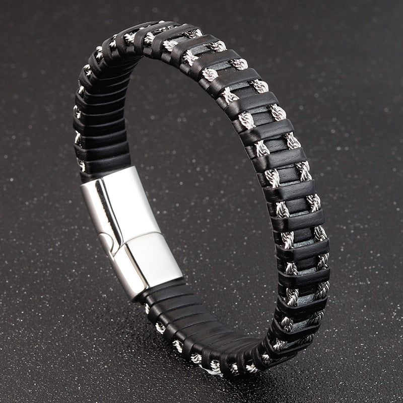 Leather bracelet hand-woven bracelet