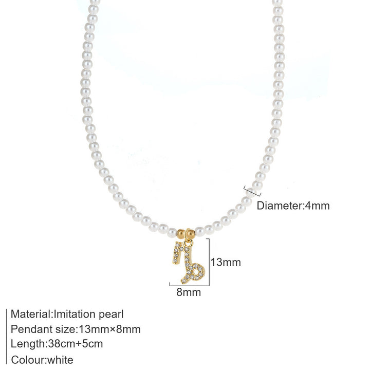 Collier de perle femelle 12 constellation pendentif tendance