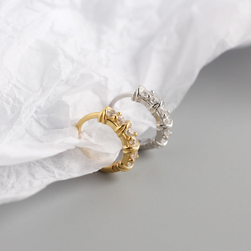 Anello auricolare diamantato geometrico in argento sterling Donne