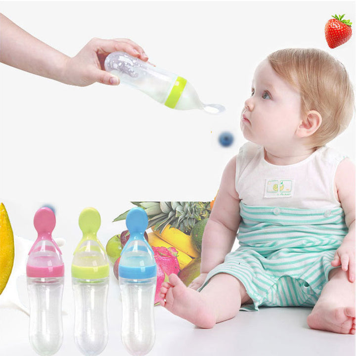 Veilige pasgeboren babyvoeding fles peuter siliconen squeeze voeding lepel melkfles baby training feeder voedsel supplement
