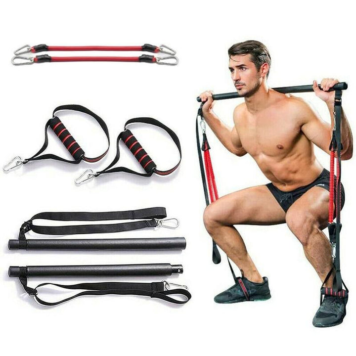 Pilates Bar Kit met weerstandsbanden Portable Home Gym Trainingsapparatuur Perfecte uitgerekte fusie -trainingsbar en banden