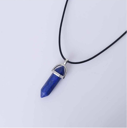 Jewelry Alien blasting necklace hex pendant necklace two pointed natural stone necklace Korean version of the source