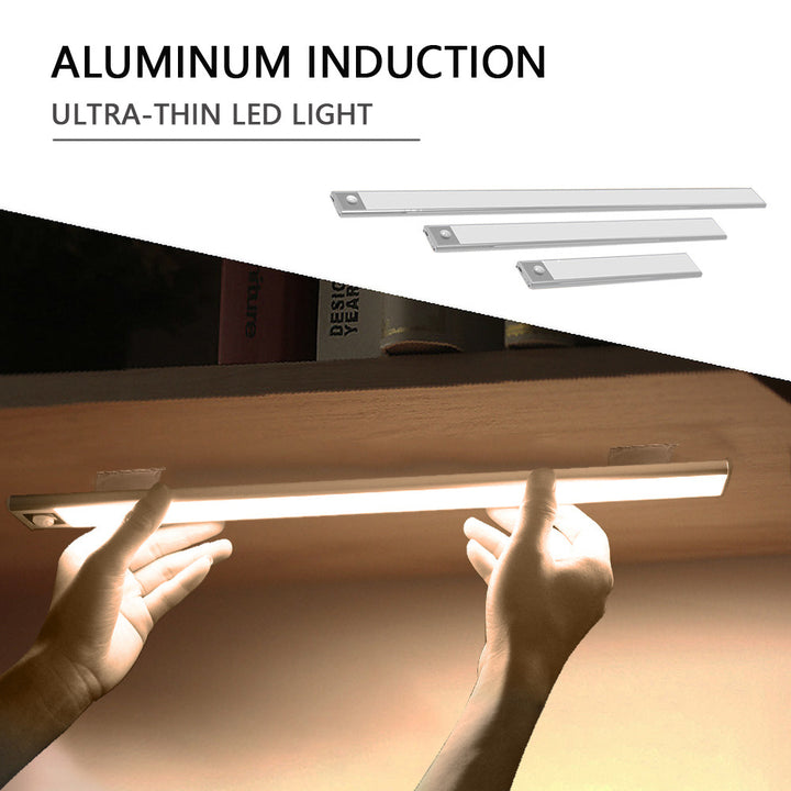 Светодиоден сензор за движение под шкаф Светлина USB презареждащ се гардероб Нощен светлина за кухня за вътрешни стенни лампи