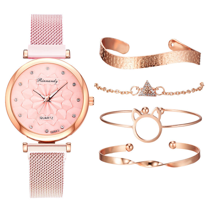 Fleur Boucle magnétique Milan Mesh Strap Watch Bracelet Bracelet