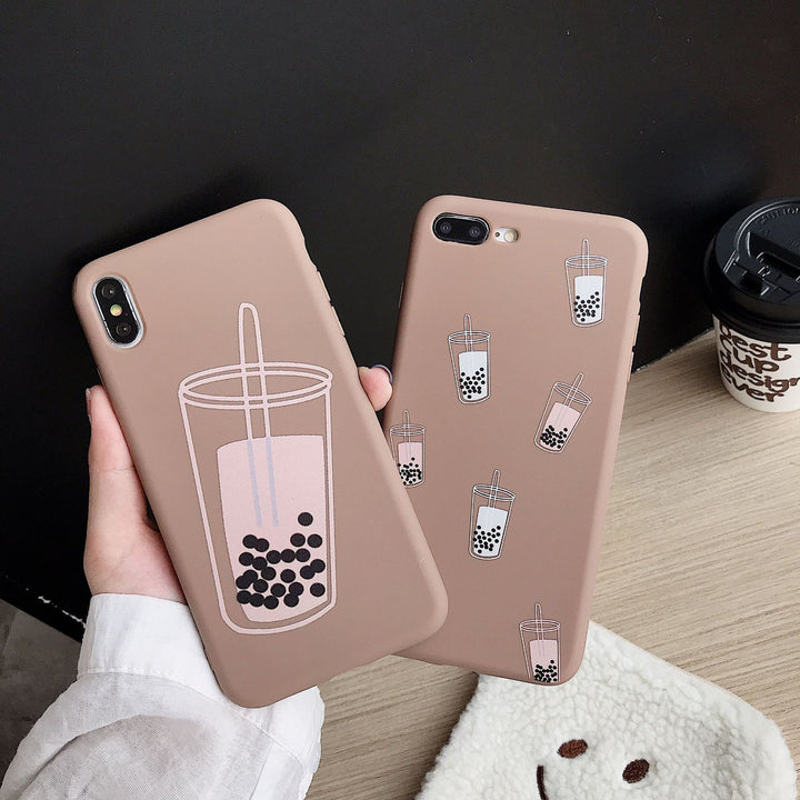 Case de teléfonos móviles de té de leche de perla