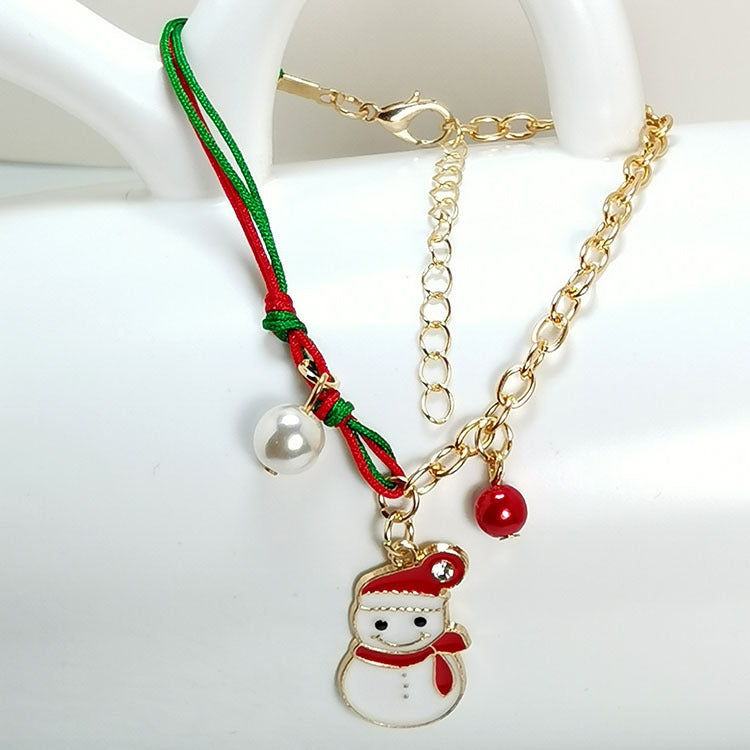 New Christmas Snowman Santa Claus Tree Snowflake Elk Bracelet Christmas Gift Charm Bracelet Chain Pendant For Women New Year Fashion Gift