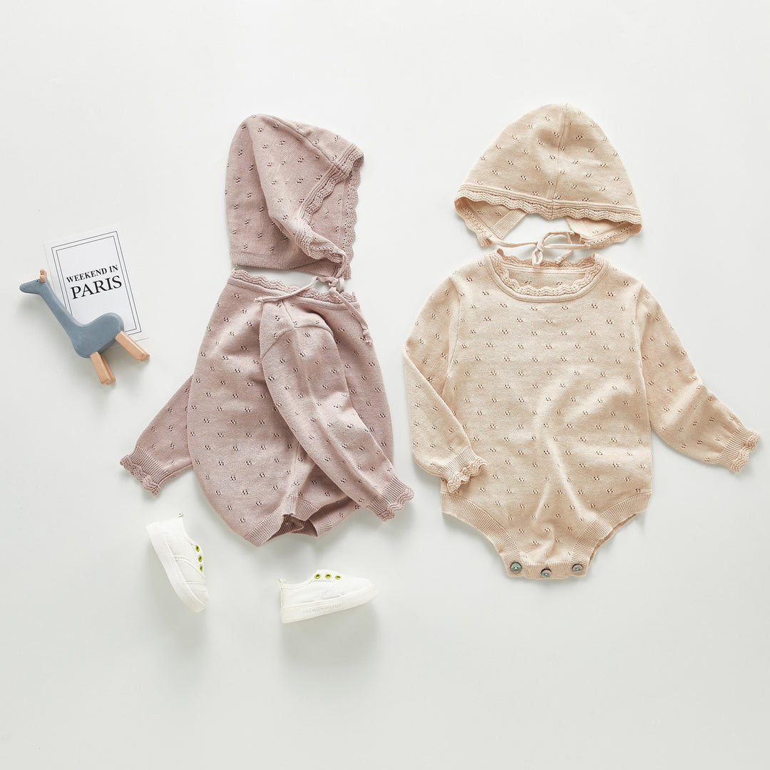 Salopetă romper tricotat pentru bebeluși