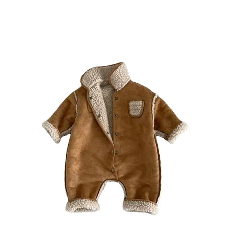 Versión coreana de la ropa para niños para niños Jumpsuit de felpa para bebés