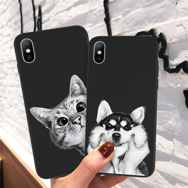 Yumuşak çizgi film kedi köpek balık desen cep telefonu çanta