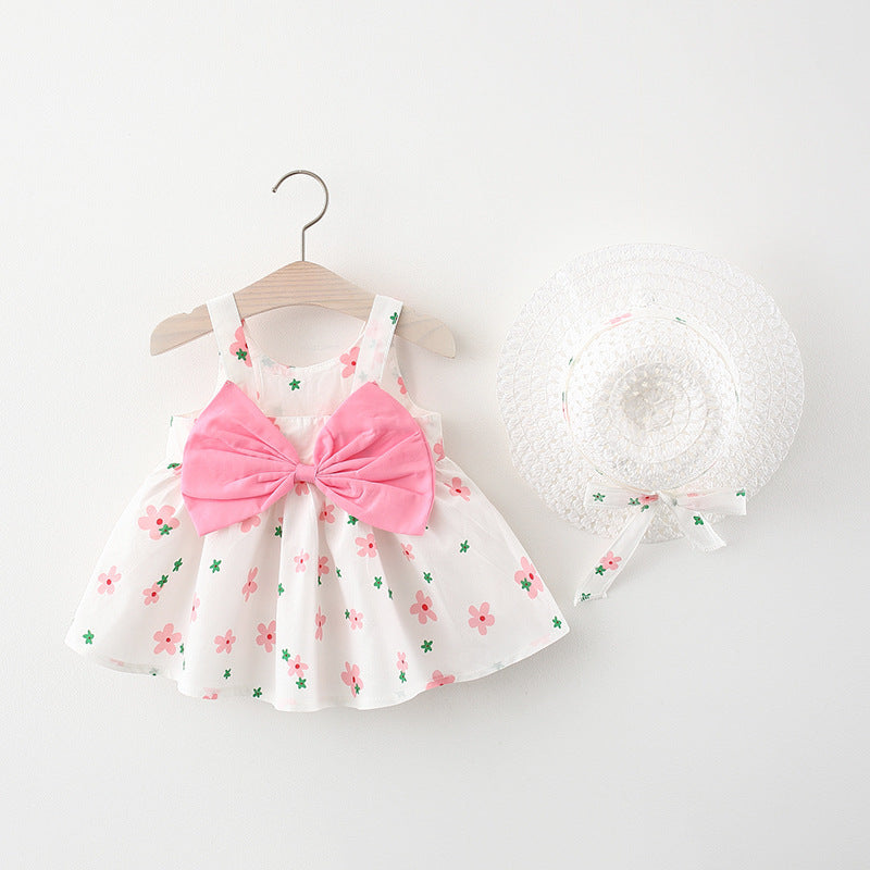 Sommer Neues Baby -Mädchen Druck Bow Hosentender Kleid