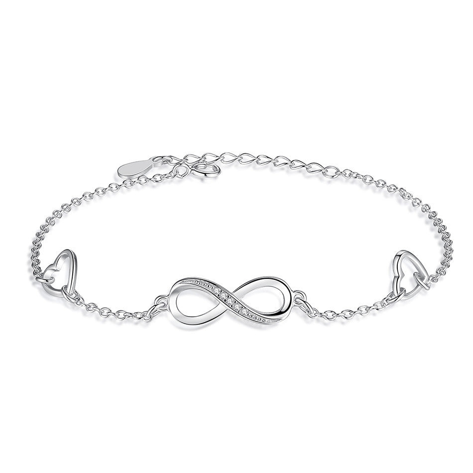 Sterling Silver Forever Love S925 Sterling Silver Breclet за приятелка