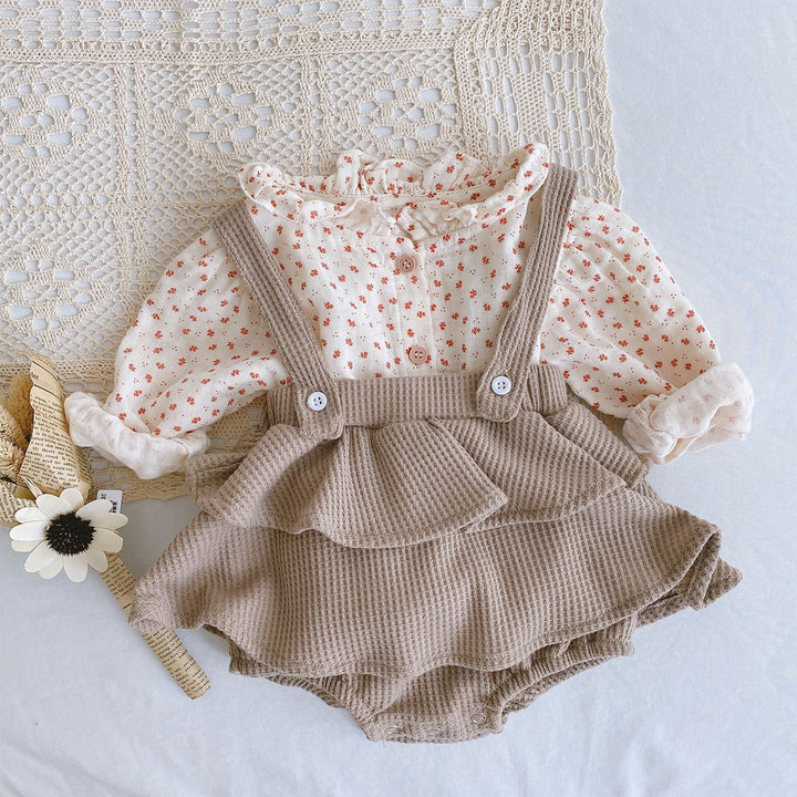 Baby romper 0-2 år gammel babyklær baby jente utenlandsk stil plissert lotus blad slynge klatrer