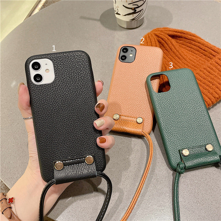 Compatible with Apple , Diagonal Leather Case For 12promax Mobile Phone Case 78plus Apple 11 Soft Case