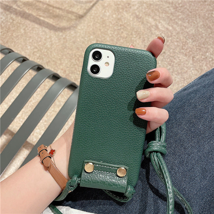 Compatible with Apple , Diagonal Leather Case For 12promax Mobile Phone Case 78plus Apple 11 Soft Case