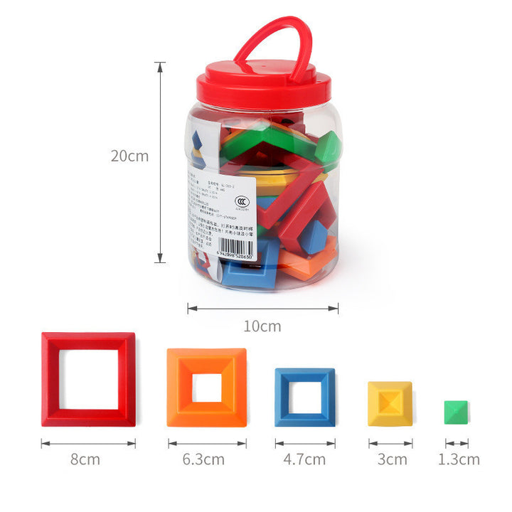 Kids Rainbow Tower Ring Houten Jenga Color Cognitive Set Vormen Bouwstenen Montessori Educatief speelgoed voor kinderen