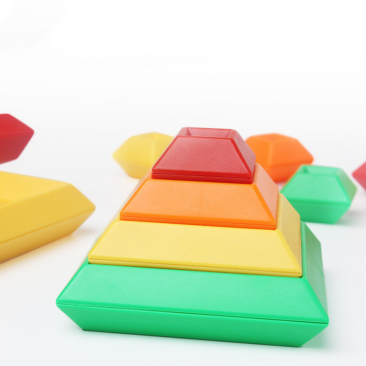 Kinder Regenbogenturm Ring Holz Jenga Farbe Kognitive Set Formen Bausteine ​​Montessori Bildungsspielzeug für Kinder