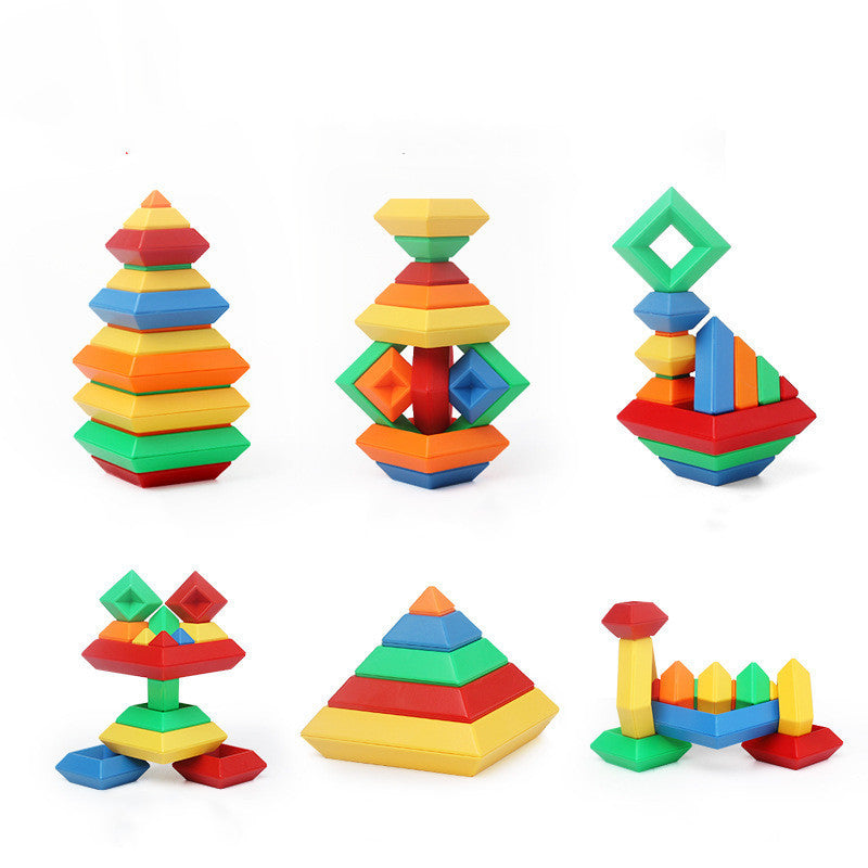 Kids Rainbow Tower Ring Wood Jenga Color Kognitive Set Shapes Building Blocks Montessori Pedagogiske leker for barn