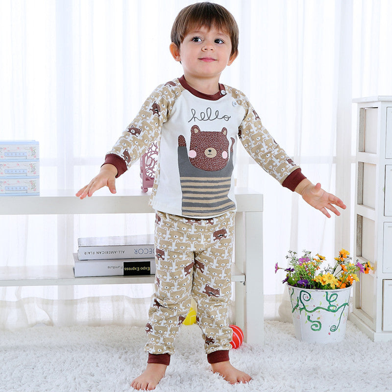 Детска домашна облекла дълъг ръкав бебе термична пижама бебешко бельо комплект деца