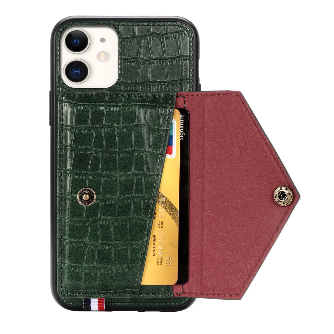 Kompatibel med Apple, Pure Color Simple Multi-Function Card Phone Case