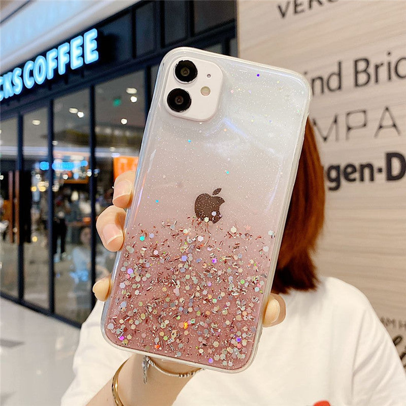 Compatible with Apple, Simple And Suitable For 11 Mobile Phone Case IPhone12 11pro Transparent Glitter