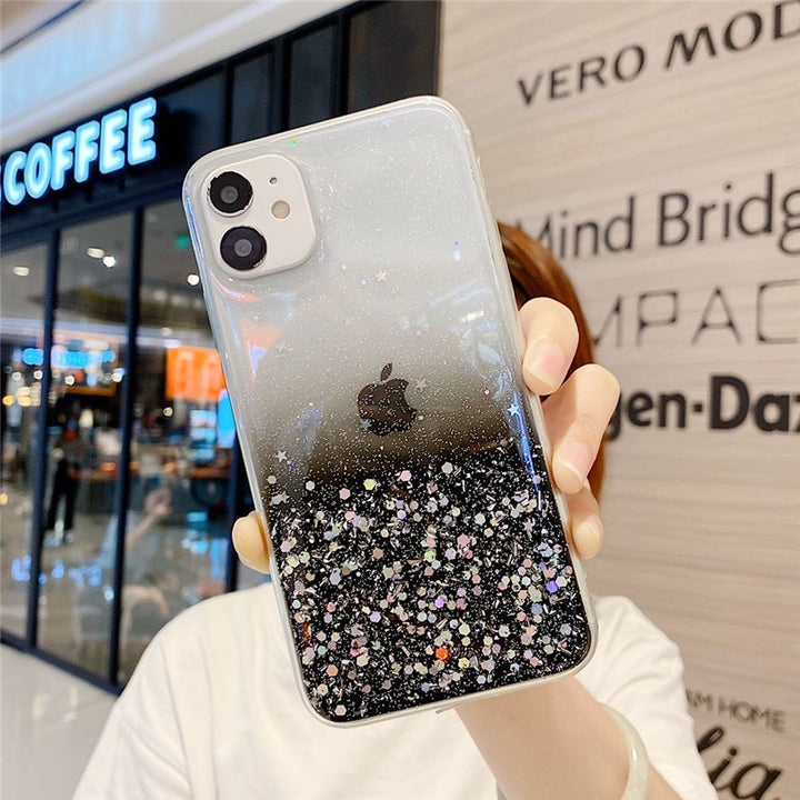 Compatibel met Apple, eenvoudig en geschikt voor 11 mobiele telefoonhoes iPhone12 11Pro transparante glitter