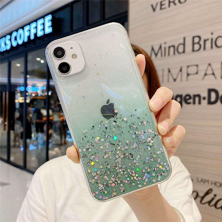 Compatible with Apple, Simple And Suitable For 11 Mobile Phone Case IPhone12 11pro Transparent Glitter