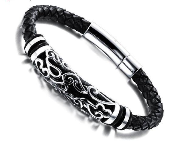Black Multilayer Leather Bracelet For Men Bangle Jewelry