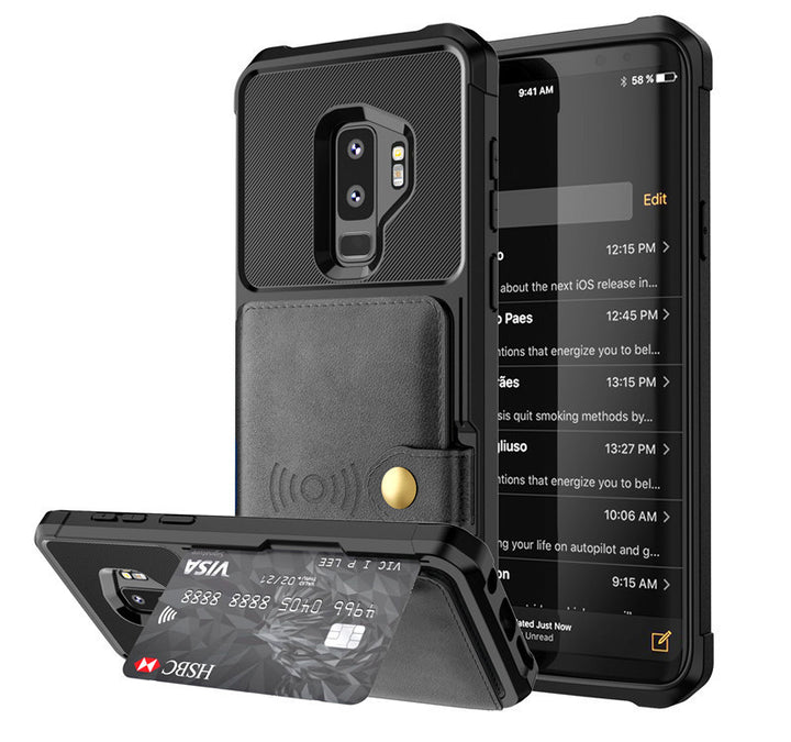 Kompatibel mit Apple, Luxus PU Leder Brieftasche Hülle für Samsung Galaxy S10 S9 Plus für iPhone 6 6s 7 8 plus x xs xr xx Max Hüllen Wallet Flip Cover